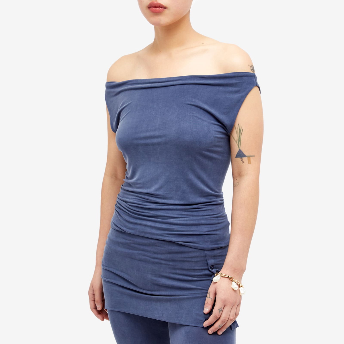 Peachy Den Women's Kylie Cupro Top in Denim Blue Peachy Den