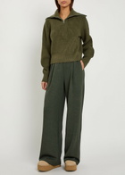 Varley Maura Ribbed Half-zip Knit Sweatshirt Olive