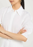 Gabriela Hearst Maude Darted Linen Midi Shirt Dress White