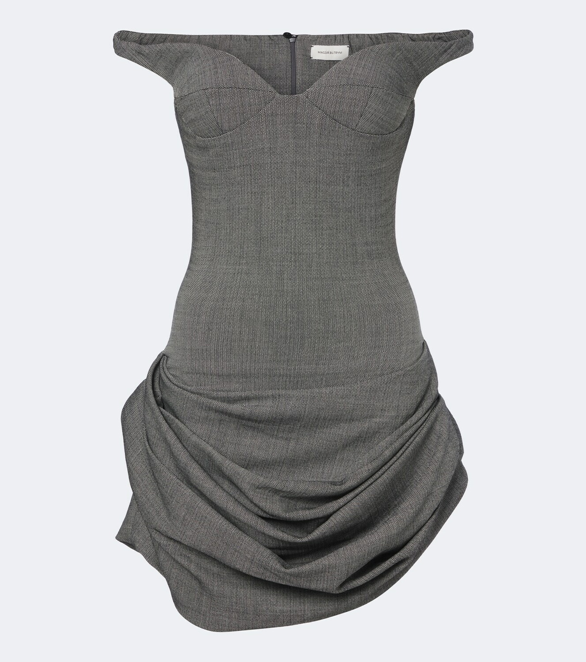 Magda Butrym Off-shoulder herringbone wool-blend minidress