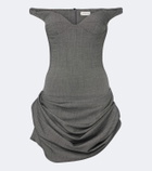 Magda Butrym Off-shoulder herringbone wool-blend minidress