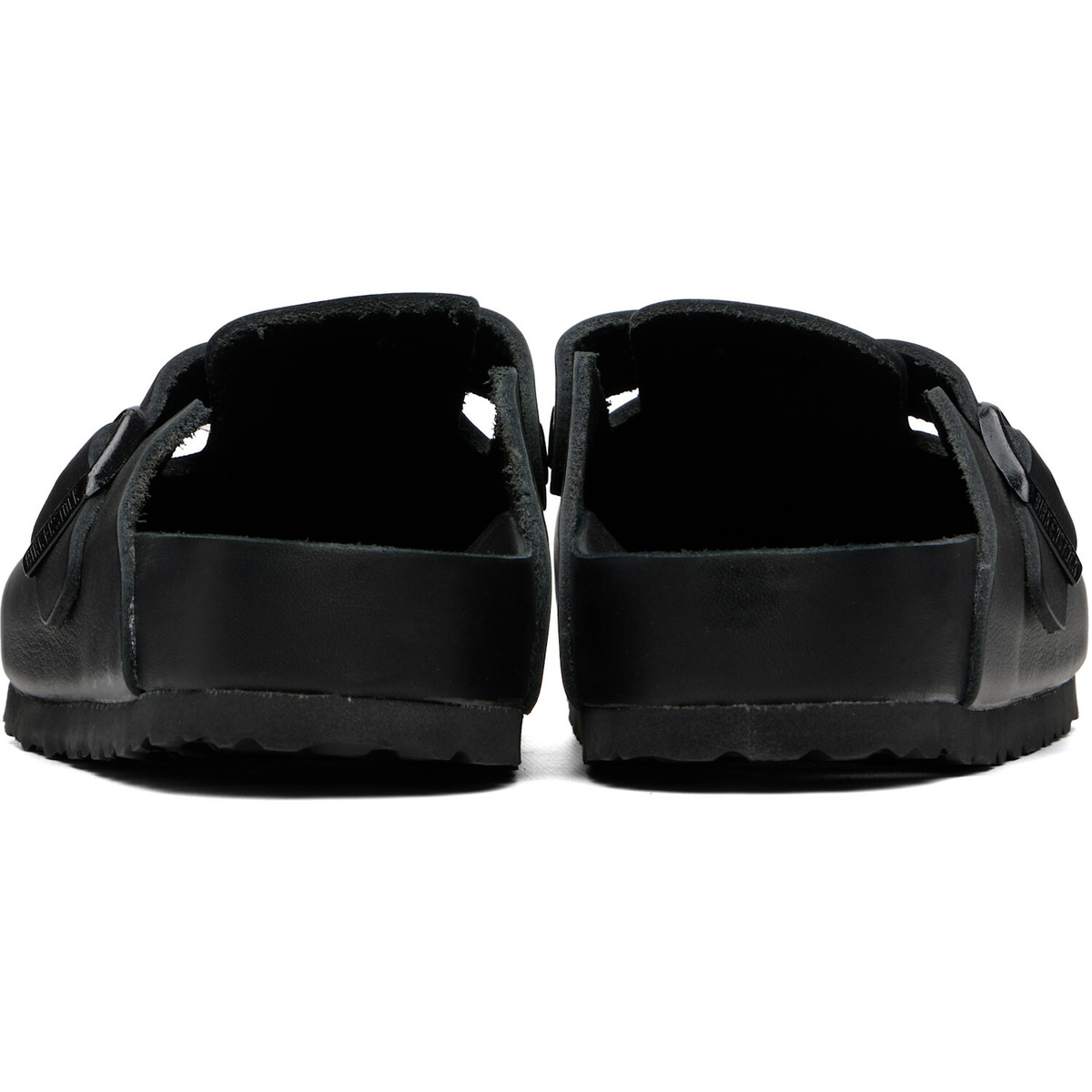 Birkenstock Black Regular Boston Leather Slip-on Loafers