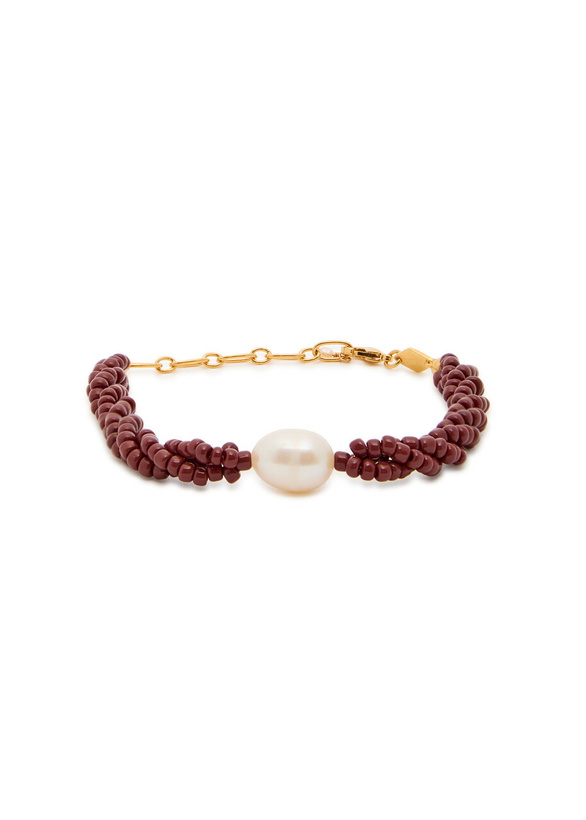 Photo: Anni LU Rodeo Beaded 18kt Gold-plated Bracelet - Burgundy - One Size