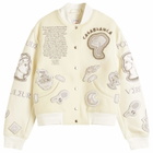 Casablanca Women's Chenille Embroidered Patchwork Bomber Jacket in Off White