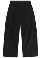 Studio Nicholson Peached Pleated Wide-leg Cotton-twill Trousers Black