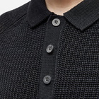 Corridor Men's Long Sleeve Slouchy Knit Polo Shirt in Black