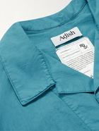 Adish - Camp-Collar Embroidered Garment-Dyed Cotton-Poplin Shirt - Blue