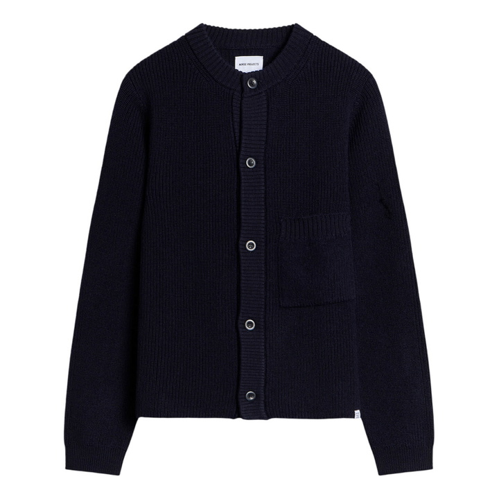Photo: Norse Projects Men's Gullverket Cotton Wool Rib Cardigan in Dark Navy