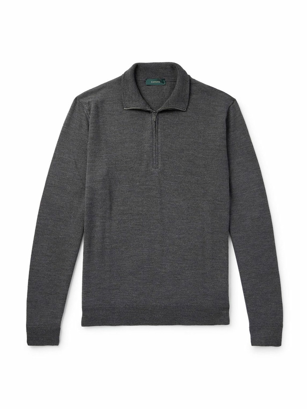 Photo: Incotex - Wool Half-Zip Sweater - Gray