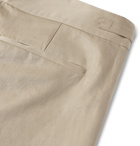 Zanella - Normon Tapered Pleated Cotton and Linen-Blend Trousers - Neutrals