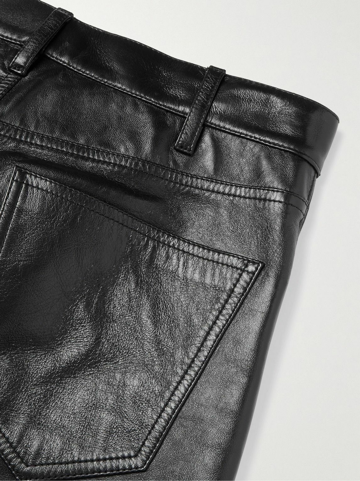 CELINE - Panelled Full-Grain Leather Trousers - Black