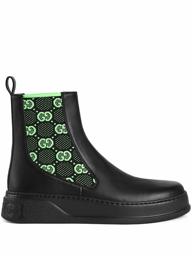 Photo: GUCCI - Gg Motif Leather Ankle Boots