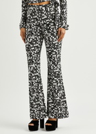 Diane Von Furstenberg Brooklyn Printed Flared Jersey Trousers Black And White