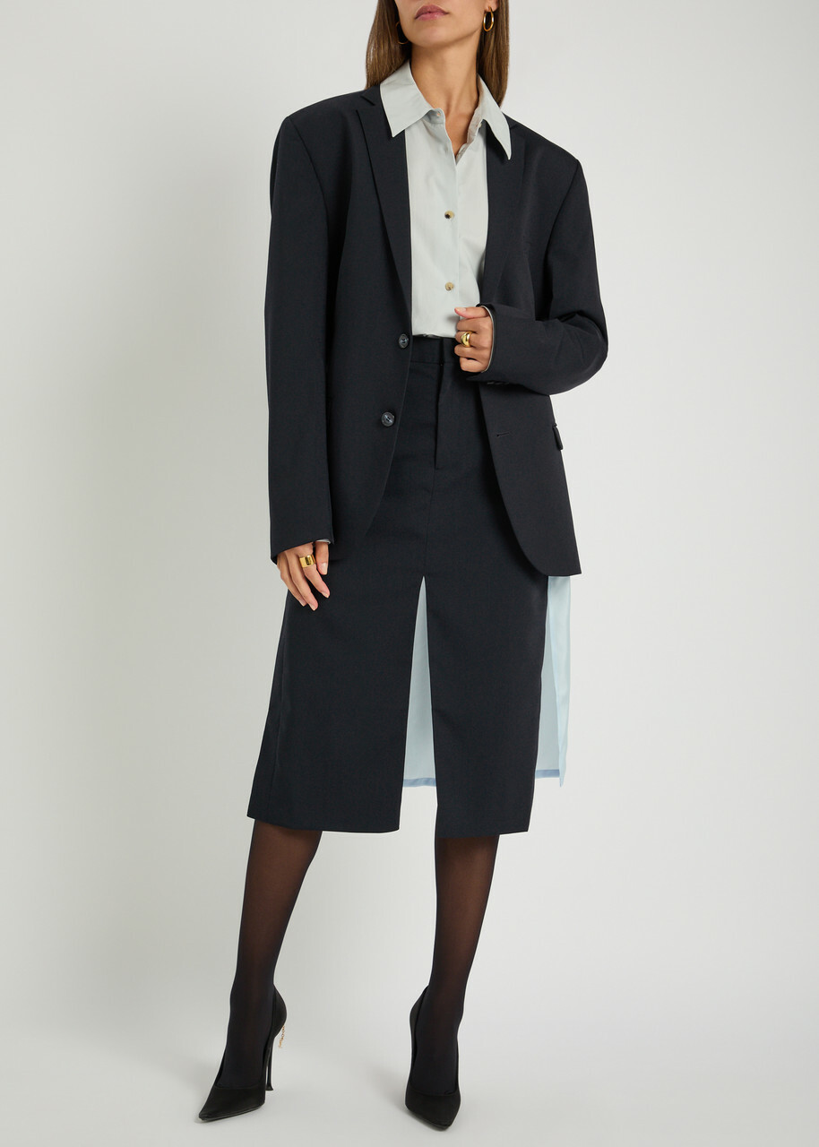 Bettter Ellis Panelled Wool-blend Blazer Navy
