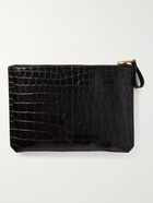 TOM FORD - Buckley Logo-Print Croc-Effect Leather Pouch