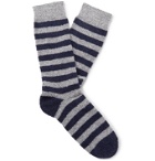 Howlin' - Cosmonaut Striped Merino Wool-Blend Terry Socks - Gray