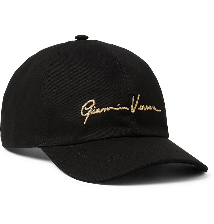 Photo: Versace - Logo-Embroidered Cotton-Twill Baseball Cap - Black