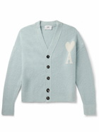 AMI PARIS - Logo-Intarsia Alpaca-Blend Cardigan - Blue