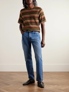 Séfr - Subzi Striped Open-Knit T-Shirt - Brown