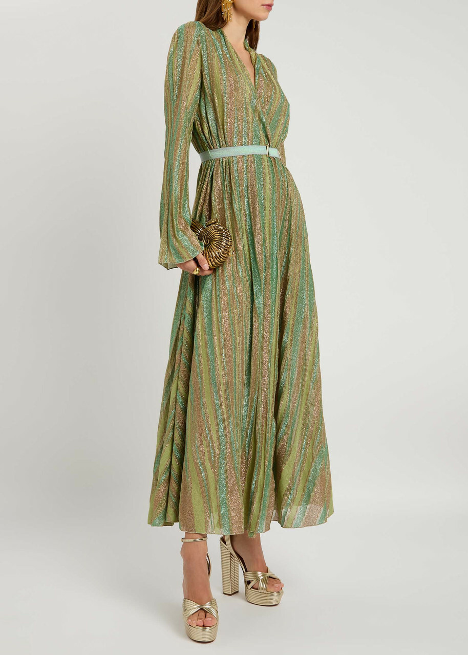 Forte_forte Lurex Metallic Fine-knit Maxi Dress Green