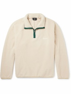 A.P.C. - Logo-Embroidered Canvas-Trimmed Fleece Half-Zip Sweatshirt - White