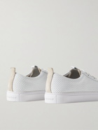 Grenson - Suede-Trimmed Perforated Leather Sneakers - White
