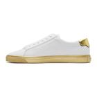 Saint Laurent White and Gold Andy Sneakers