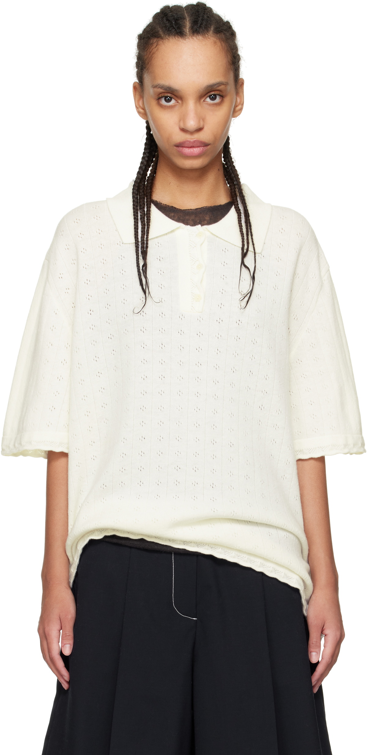 Cordera Off-White Merino Pointelle Polo