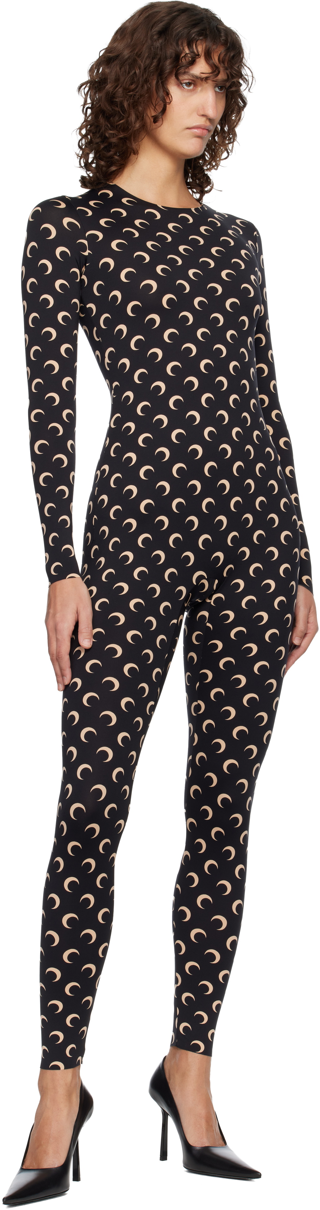 Marine Serre Black Recycled Jersey Moon Jumpsuit