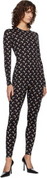 Marine Serre Black Recycled Jersey Moon Jumpsuit