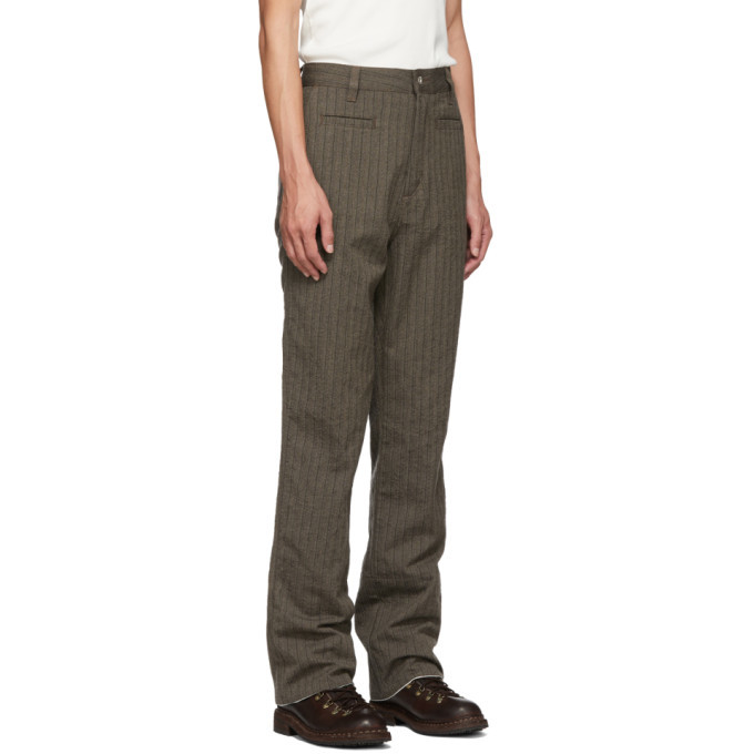 Loewe Brown Wool Striped Fisherman Trousers