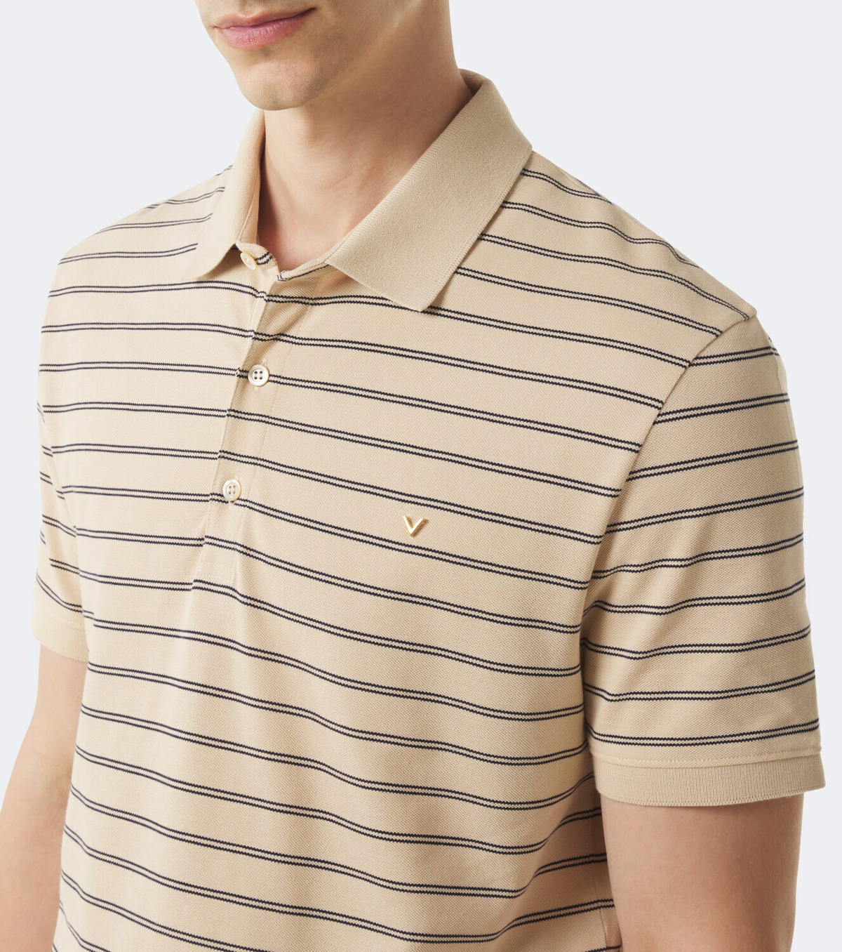 Valentino VGold striped cotton polo shirt