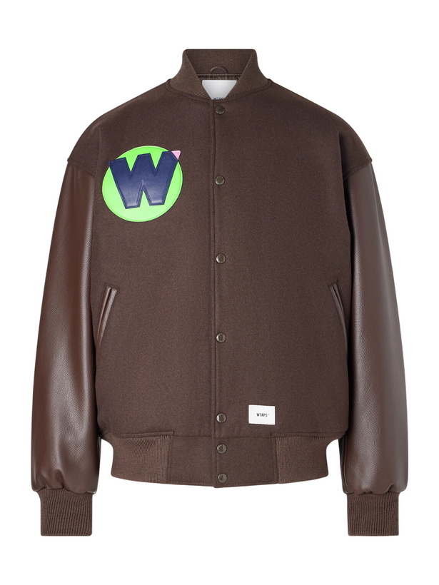 Photo: WTAPS - Logo-Appliquéd Panelled Melton Wool-Blend Jacket - Brown
