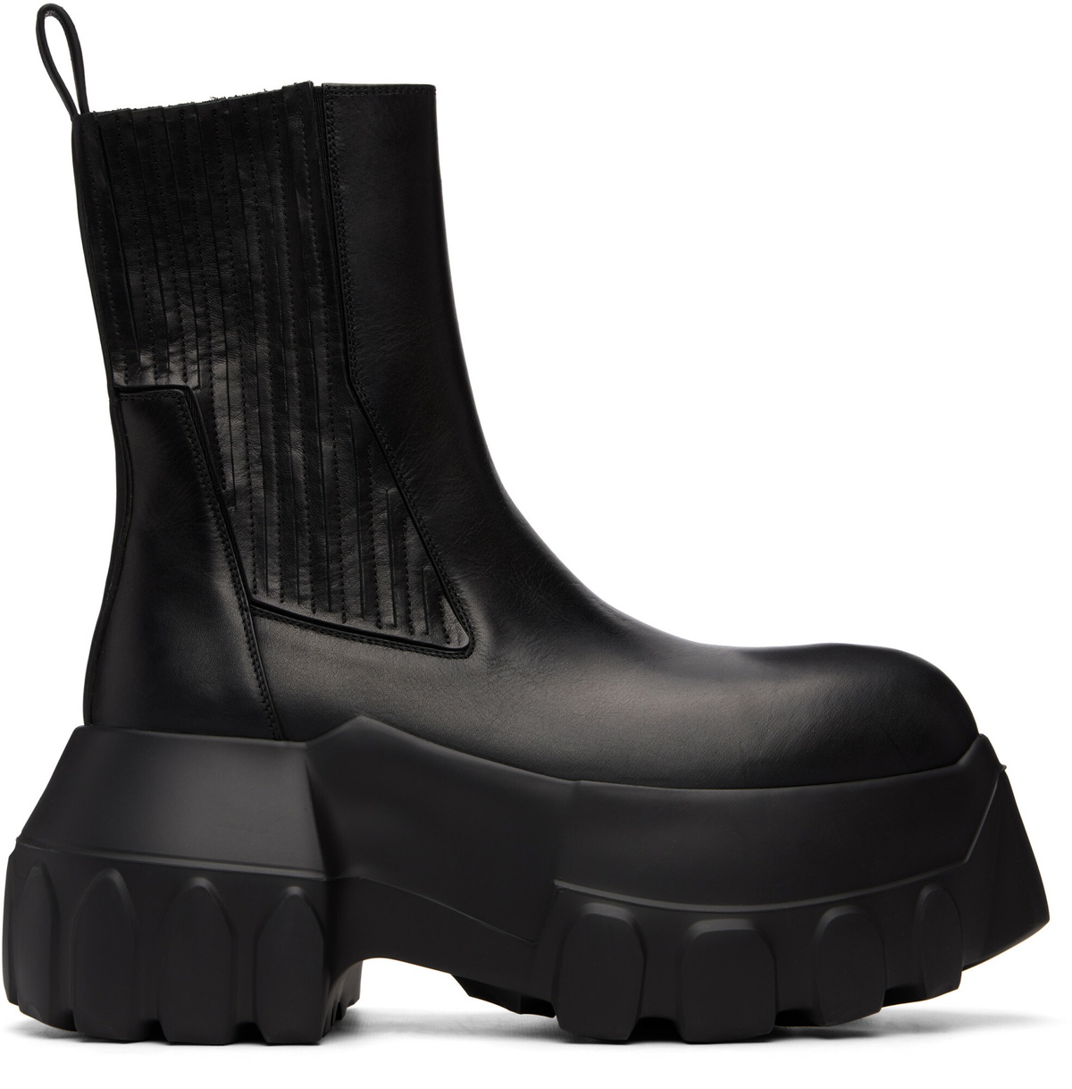 Rick Owens Black Concordians Sliver Platform Beatle Chelsea Boots