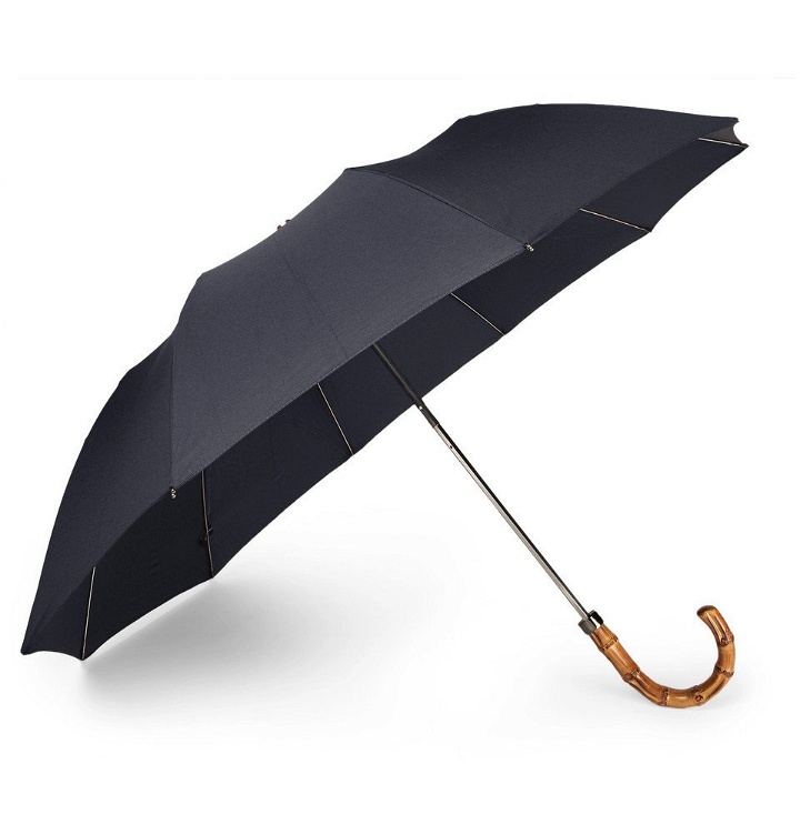 Photo: London Undercover - Wood-Handle Telescopic Umbrella - Men - Navy
