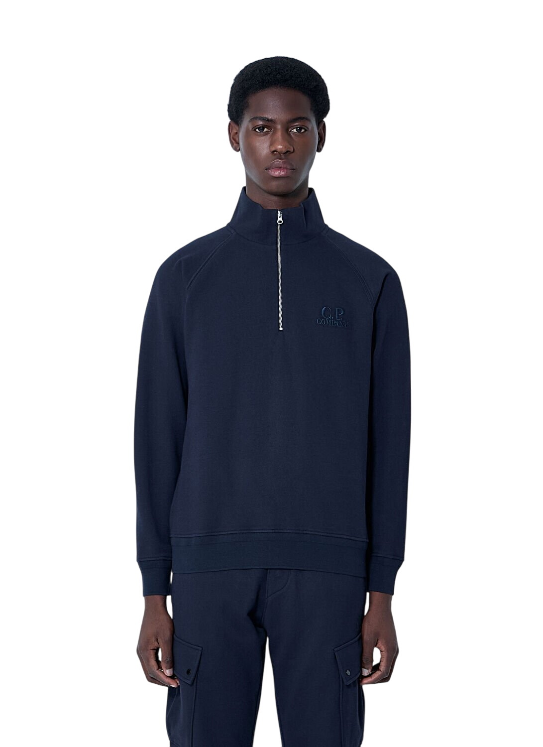C.P. Company Black Garment-Dyed Quarter Zip Sweatshirt C.P. Company