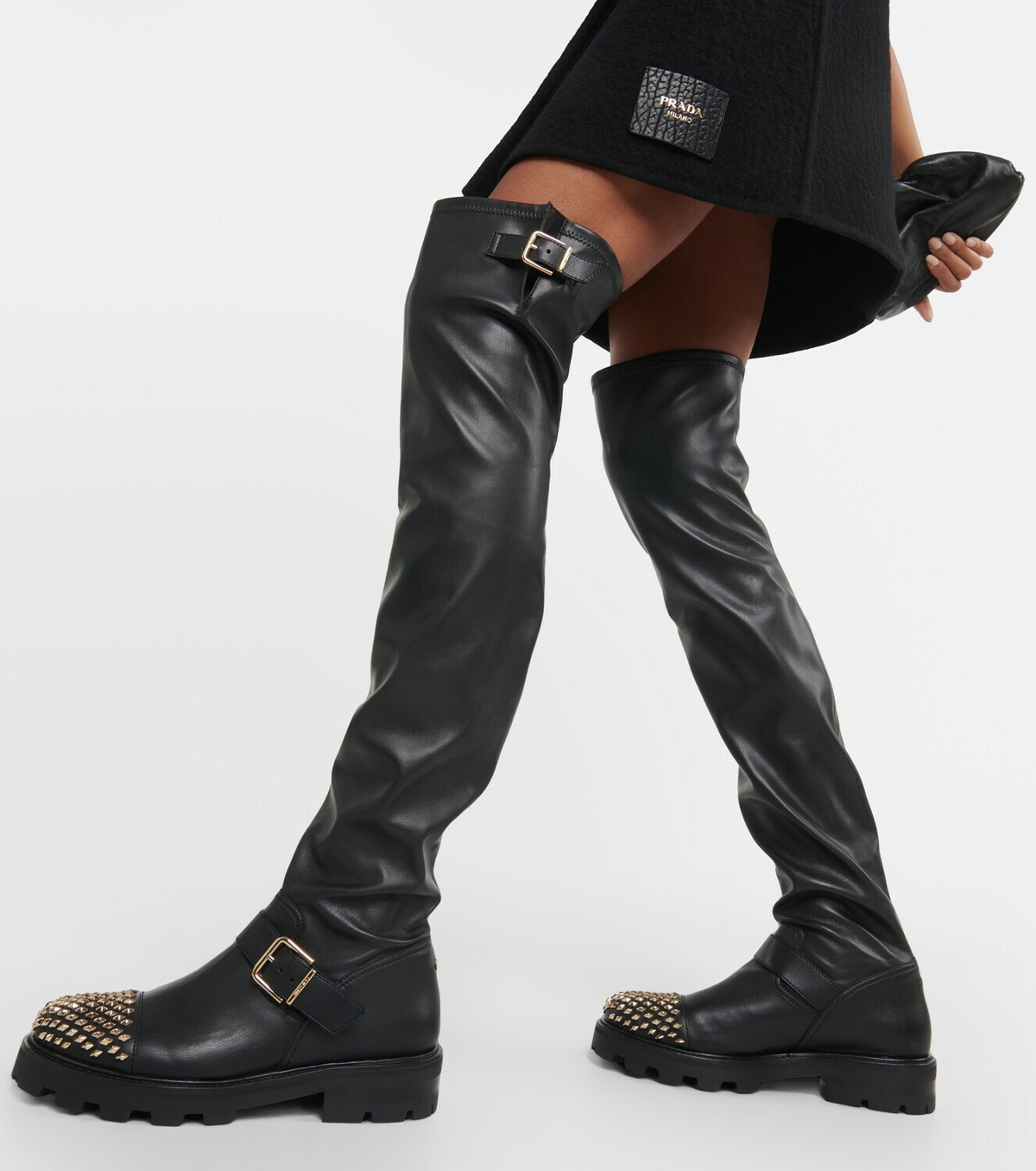 Fashion over the knee biker boots