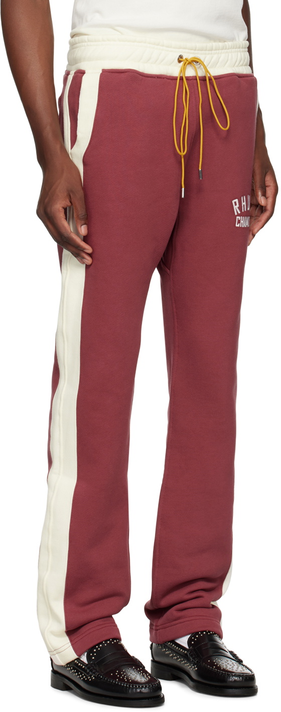 Rhude Off-White & Burgundy 'Rhude Chamonix' Sweatpants