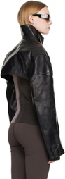 Rick Owens Black Tower Mac Cropped Leather Jacket