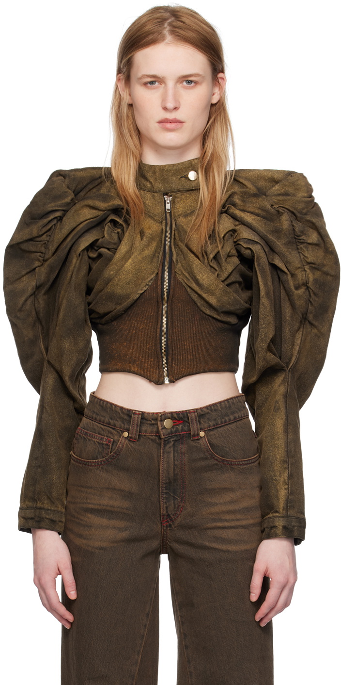 Masha Popova SSENSE Exclusive Brown Denim Jacket