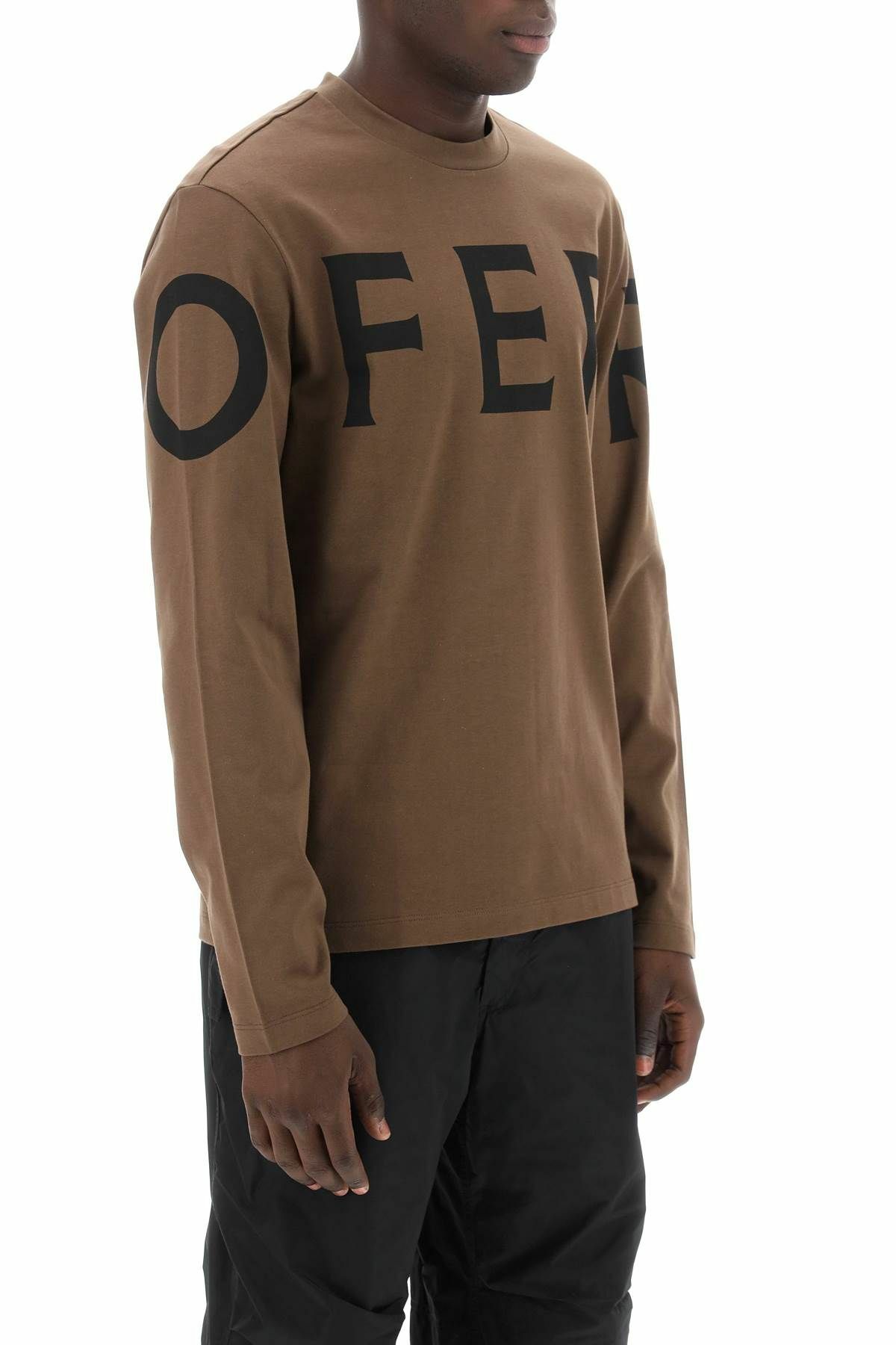 FERRAGAMO long sleeve t-shirt with oversized logo Brown Salvatore 