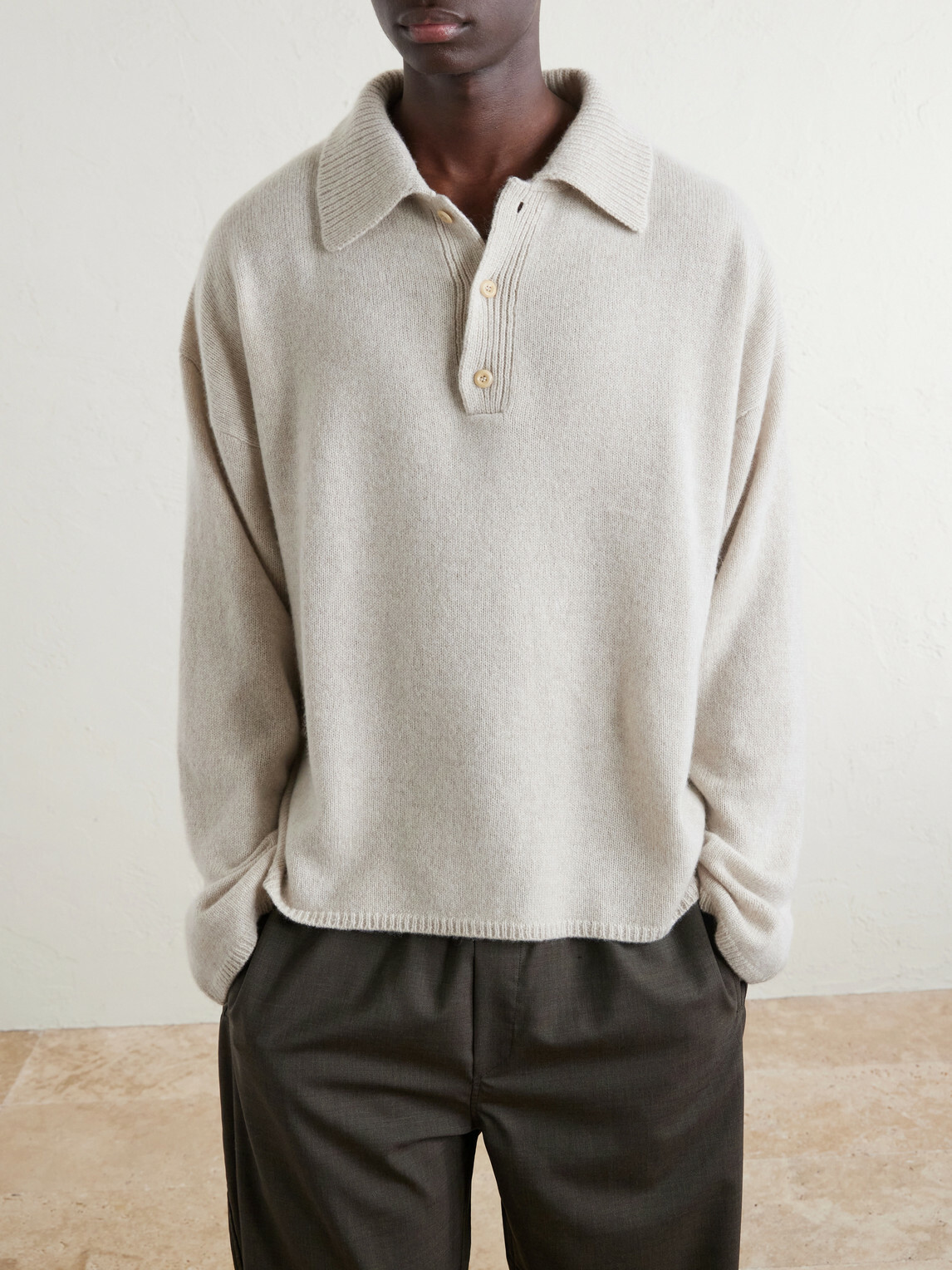The Elder Statesman - Dume Rugby Cashmere Polo Sweater - Neutrals