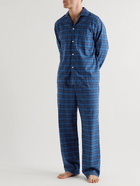 TEKLA - Checked Organic Cotton-Flannel Pyjama Trousers - Blue