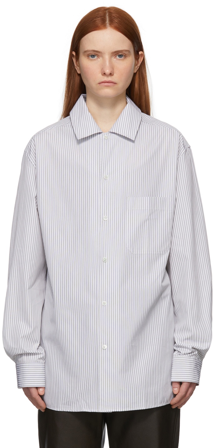 LEMAIRE White Striped Convertible Collar Shirt Lemaire