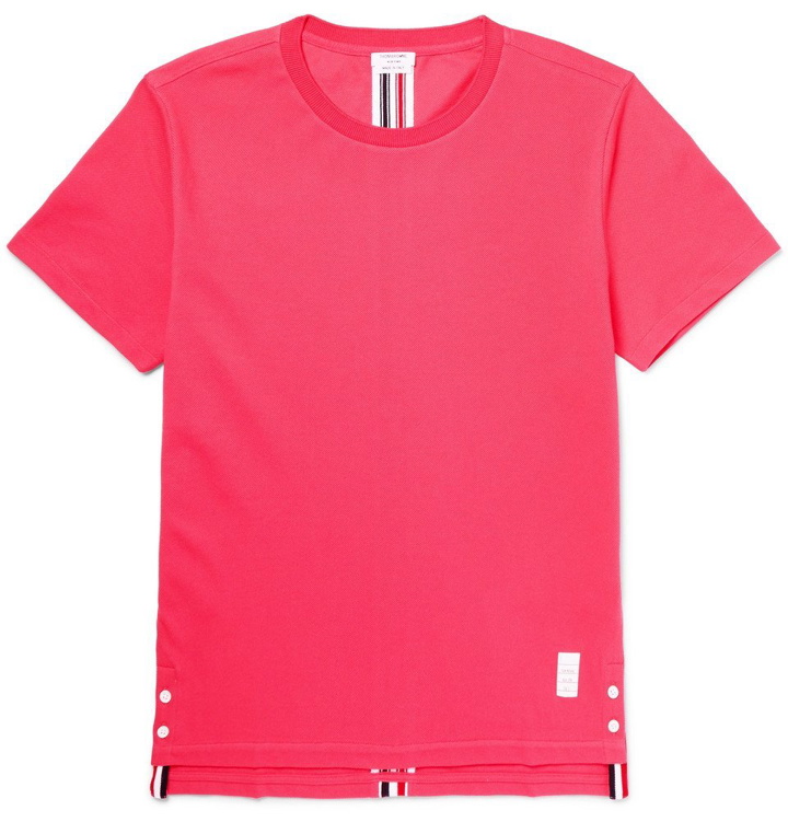 Photo: Thom Browne - Grosgrain-Trimmed Cotton-Piqué T-Shirt - Men - Pink