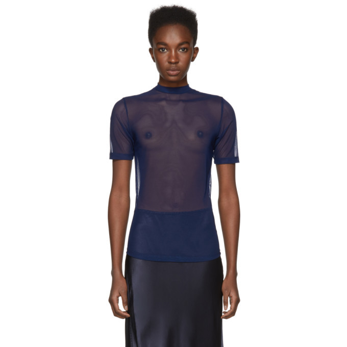 Photo: Nomia Navy Mesh Mock Neck T-Shirt