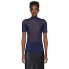 Nomia Navy Mesh Mock Neck T-Shirt