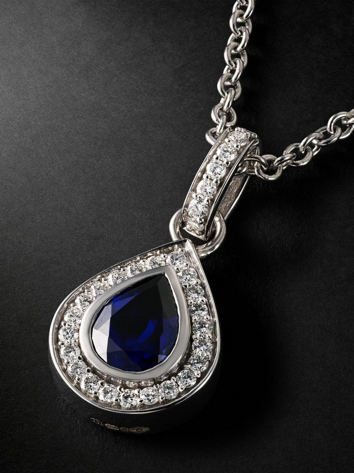 42 Suns - 14-Karat White Gold Laboratory-Grown Sapphire and Diamond Pendant Necklace