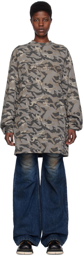 Photo: We11done Gray Camouflage Long Sleeve T-Shirt