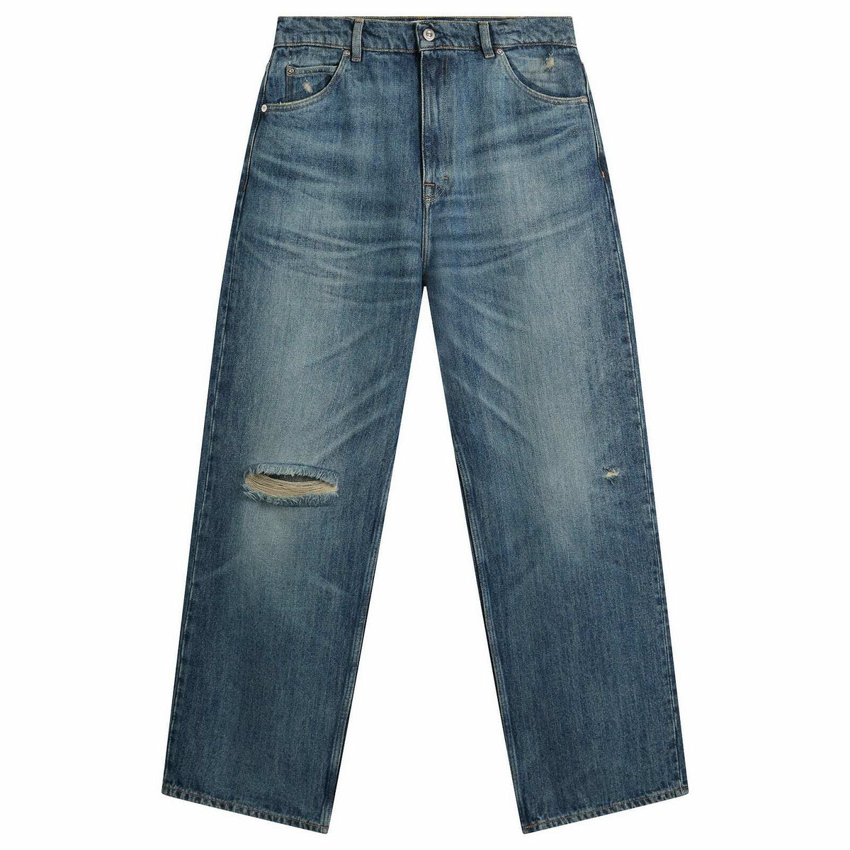 Our Legacy Men's Vast Cut Jeans in Vintage Rubber Repair Denim Our
